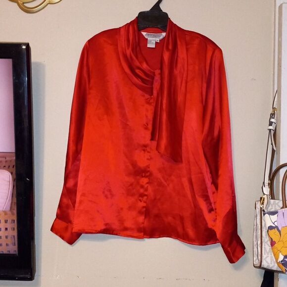 K.B.Lawrence Vintage Satin Button Down Blouse - Picture 3 of 9